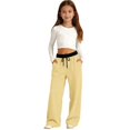 thumbnail image 4 of Mnyotv Straight Wide Leg Pants Girls Fashion High Waist Baggy Sweatpants Drawstring Trousers with Pocekts Size 12-13 Years, 4 of 6