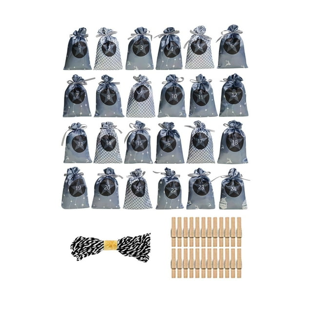 GUOOL Xmas Advent Calendar Bags Xmas Ornament Gift Bags Calendar Candy Fill
