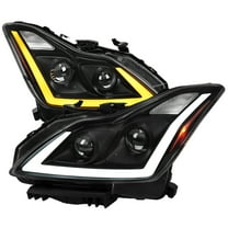 Spec-D Tuning Black Projector Headlights w/ LED Sequential Turn Signal and Startup Animation Compatible with 2008-2015 Infiniti G37, Q60 2DR Coupe, Left   Right Pair Headlamp Assembly