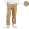 thumbnail image 5 of OGLCCG School Uniform Pants for Boys Fleece Lined Winter Warm Dress Pants High Rise Straight Leg Flat Trousers with Pockets Size 13, 5 of 8