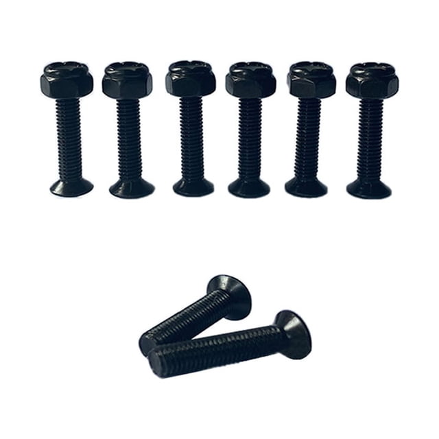 Langgg Skate Board Bridge Nail Nut Set Replacement Parts Longboard Rust-proof Hardware Professional Outdoor Screws Accessories Black 29mm 1Set