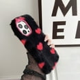 thumbnail image 2 of Mantto Compatible with iPhone 14 Plus Fuzzy Furry Warm Plush Cute Heart Love Pattern Case, for Women Girls, Luxury Plush Fluffy Soft TPU Bumper Shockproof Phone Case for iPhone 14 Plus, Black, 2 of 6