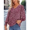 thumbnail image 2 of Women's V Neck Long Sleeve Shirt Tops Casual Office Work T-Shirt Blouse, 2 of 7