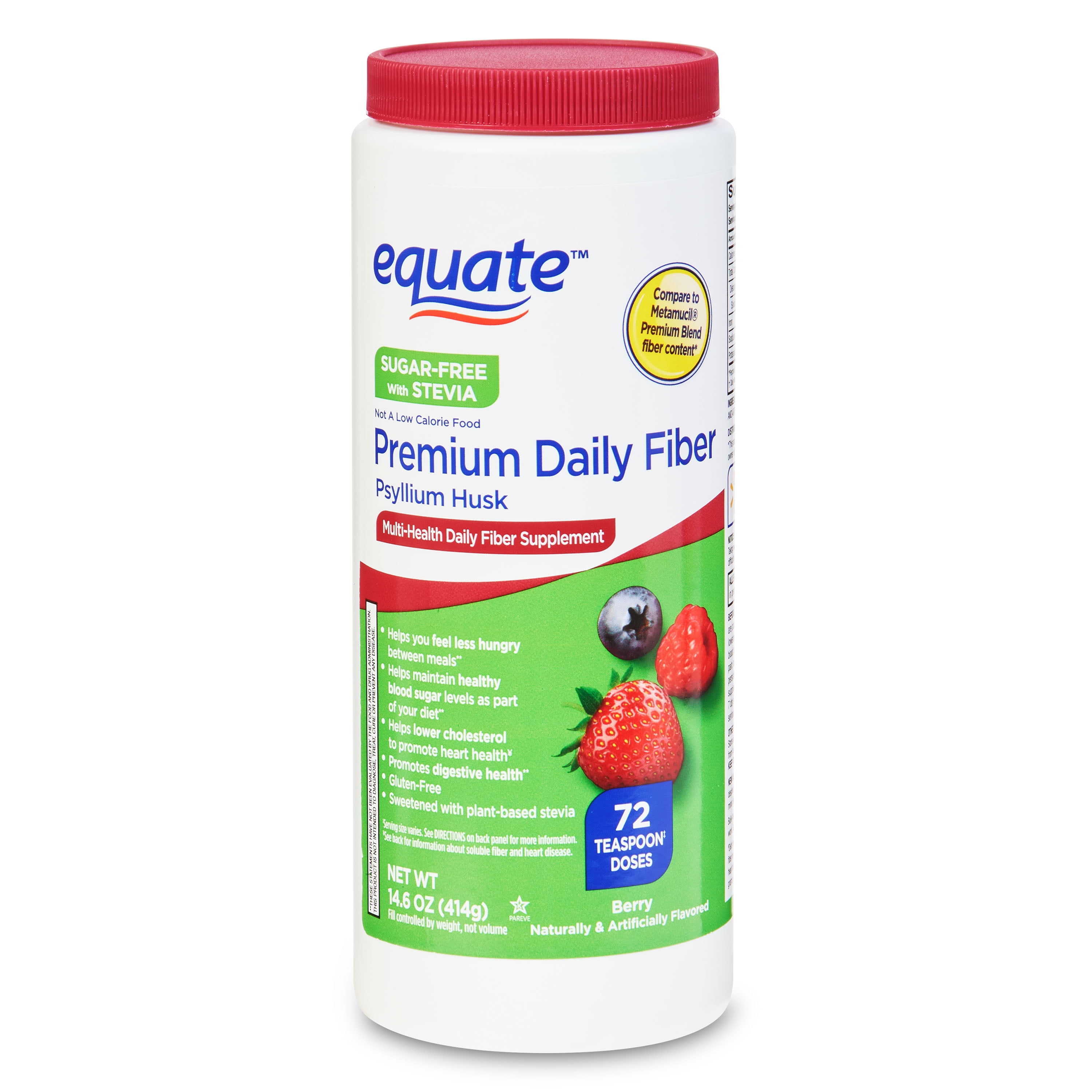 Equate SugarFree MultiHealth Daily Fiber Supplement Powder, Berry, 14