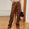 thumbnail image 2 of IROINNID Pants for Women Cargo High Waist Loose Fit Classic Outdoor Straight Leg Cargo Pants with Multiple Pockets,Brown, 2 of 7