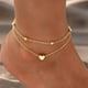 1 Pcs Women Heart Shaped Rhinestone Ankle Bracelet Stacked Alloy Anklet Jewelry Summer Beach Style Christmas Present