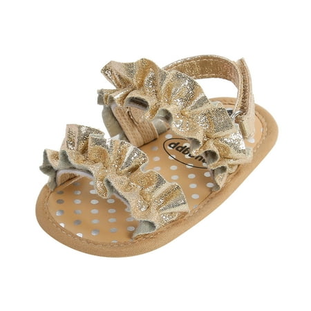 

Girls Sandals Summer Outdoor First Walk Summer Sandals Gold Size 12