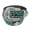 thumbnail image 1 of CTM®  Fleur de Lis Studded Rhinestone Belt (Women's), 1 of 4