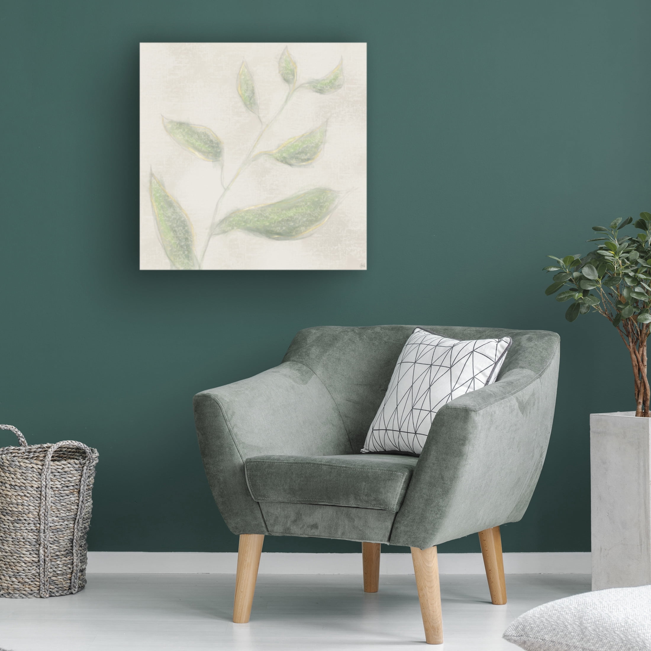 Canvas Wall Art - Line and Brush 'Botanical Single Growth 1' Wall Art for Living Room, Bedroom, or Office Décor by Trademark Fine Art - 14 x 14 Inches