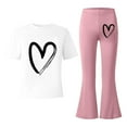 thumbnail image 5 of Teen Girls 2 Piece Outfits Short Sleeve Heart T-Shirt Top and Flared Pants Sets Girls Spring Clothes Girls Outfits Size 12-13 Years, 5 of 5
