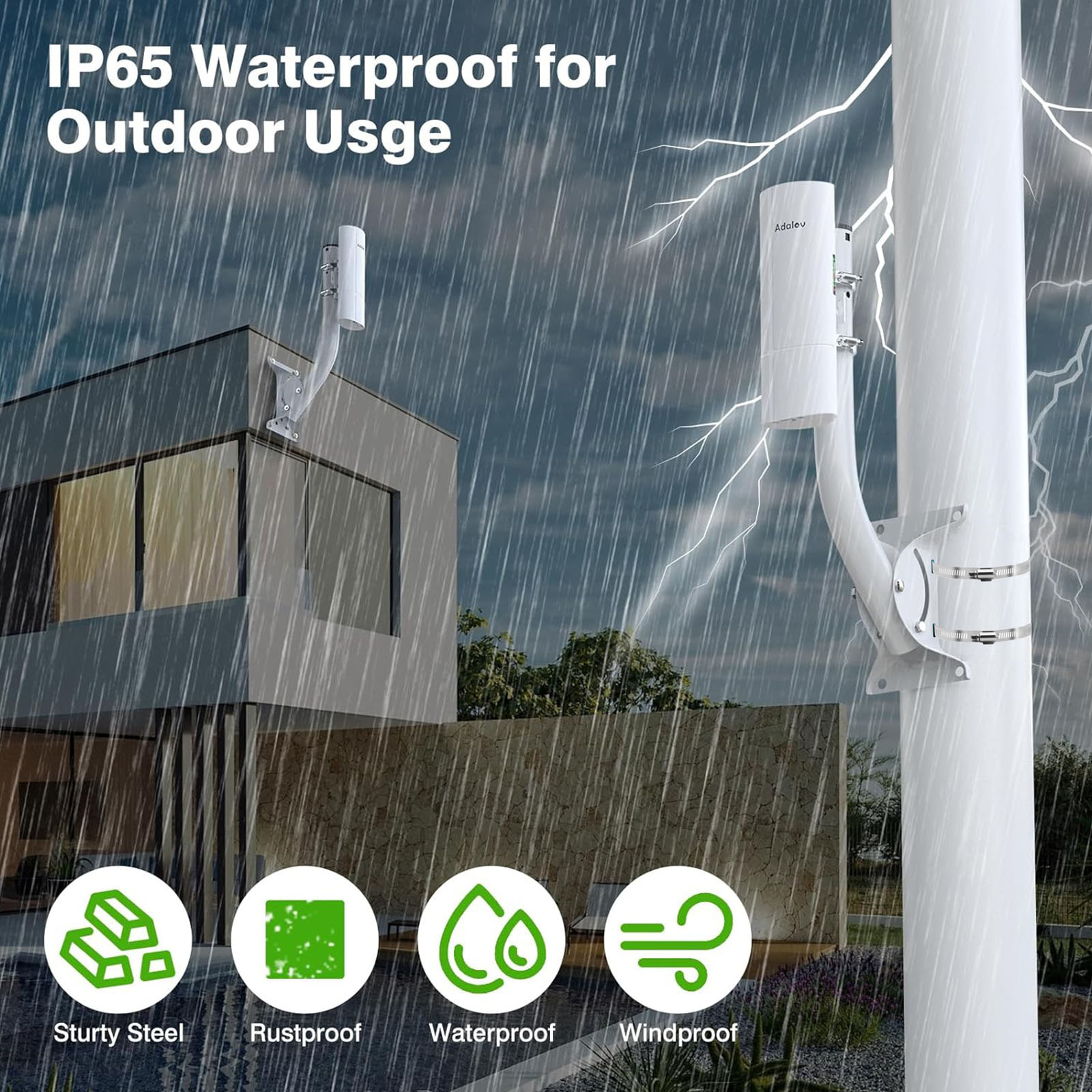 Adjustable J-Arm Mounting 150° for Outdoor Weather Stations & WiFi Boosters