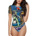 thumbnail image 1 of Rocae Monster High pour une Pièce Col Rond Manches Courtes Justaucorps pour Femmes Décontracté Basique Justaucorps Combinaison Quotidienne T-Shirts-grand, 1 of 7