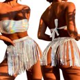 thumbnail image 1 of Txlixc - Conjunto de bikini de 3 piezas para mujer y falda con borlas de lentejuelas y tanga Txlixc  Sexy, 1 of 9