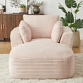 thumbnail image 3 of Oversized Corduroy Chaise Lounge Chair In Neutral Colour Comfy 1 Seat Sofa Couch For Living Room Dorm Apartment, 3 of 7