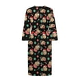 thumbnail image 4 of Yuyamidu Xmas Capybara Bathrobe Women Towel Robe with Waist Belt Christmas Mid-Calf Length Robes Size S Female Sleepwear Comfy Loungewear Long Elegant Night Robes, 4 of 7
