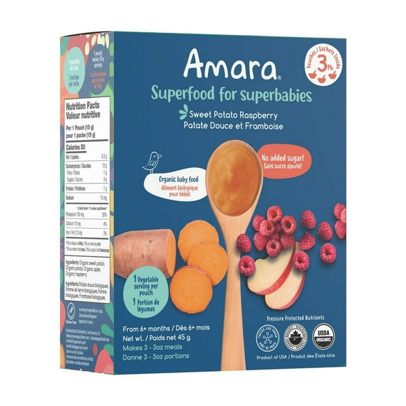 Amara Sweet Potato Raspberry Organic Baby Food, Organic baby food