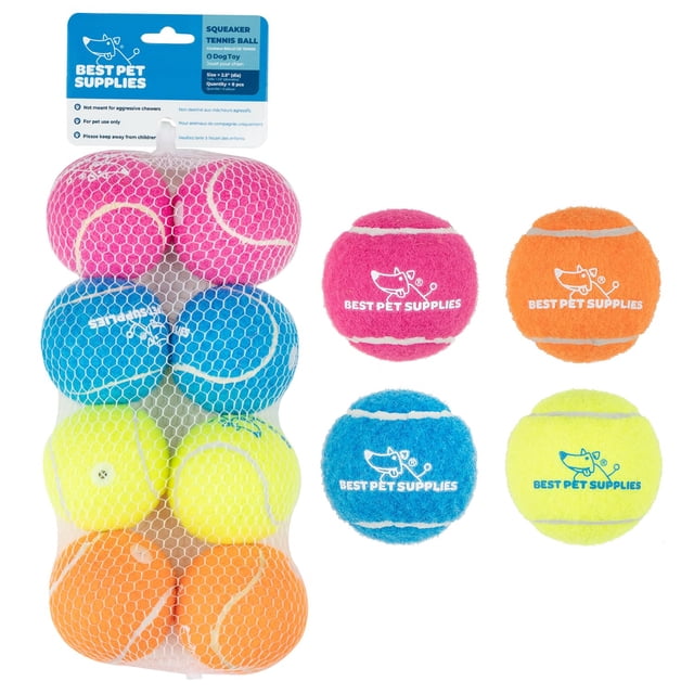 Squeaky Tennis Toys, los mejores suministros para mascotas para perros, paquete de 8