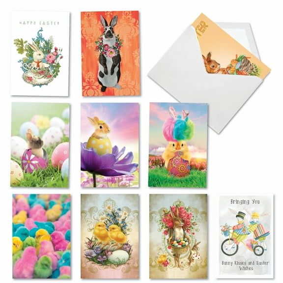 NobleWorks 10 Assorted Box Set Easter Greeting Cards w/5 x 7 Inch Envelopes (10 Designs, 1 Each) Spring Delights AC10361EAG-B1x10
