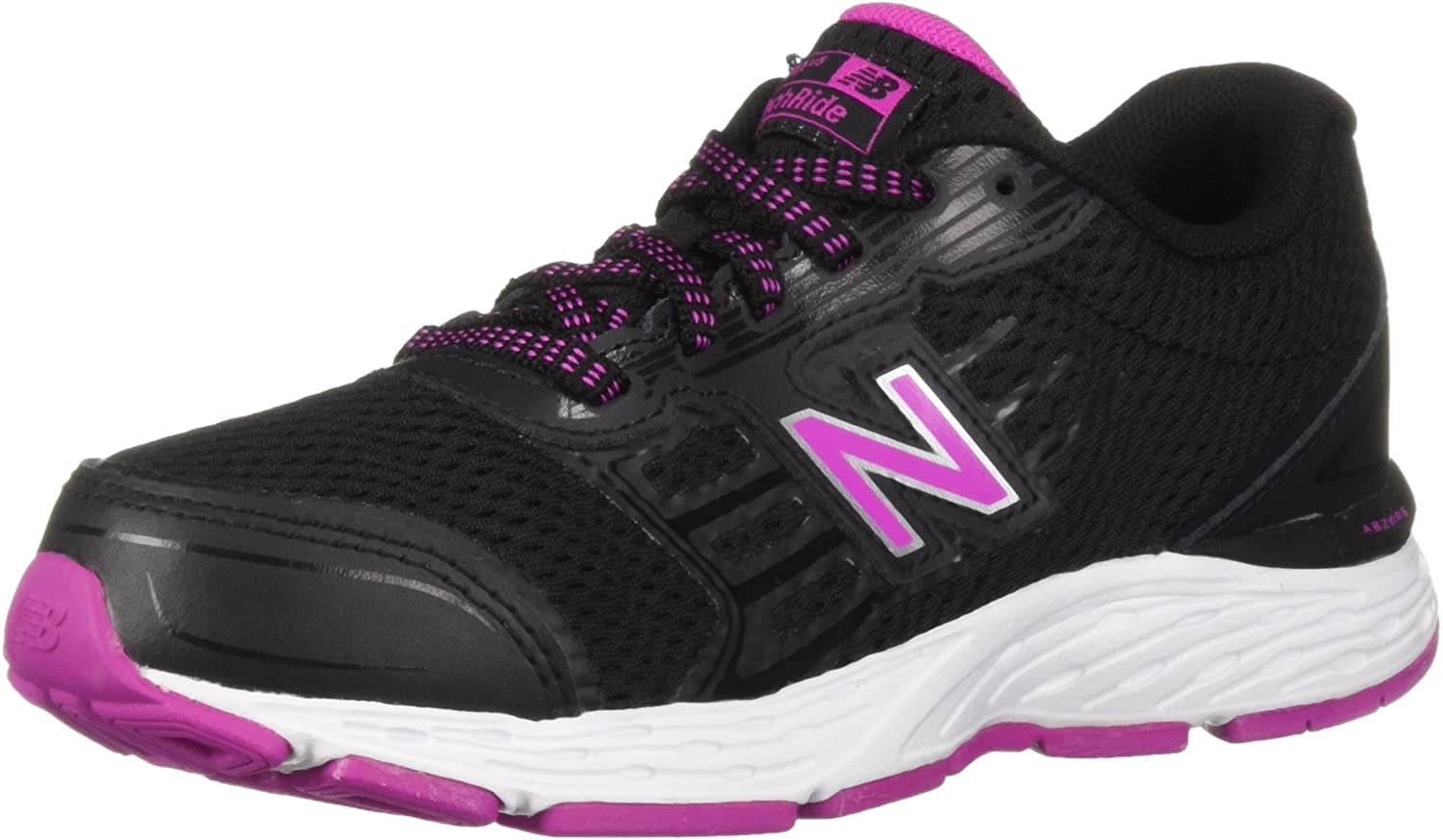 New Balance Girls' 680v5 Running Shoe, Black/Azalea, 11.5 W US Little