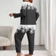 thumbnail image 4 of Conjunto de pantalones y blusa de poliéster para mujer, de manga larga, con estampado de moda, informal, para estar en casa, talla grande, 4 of 4