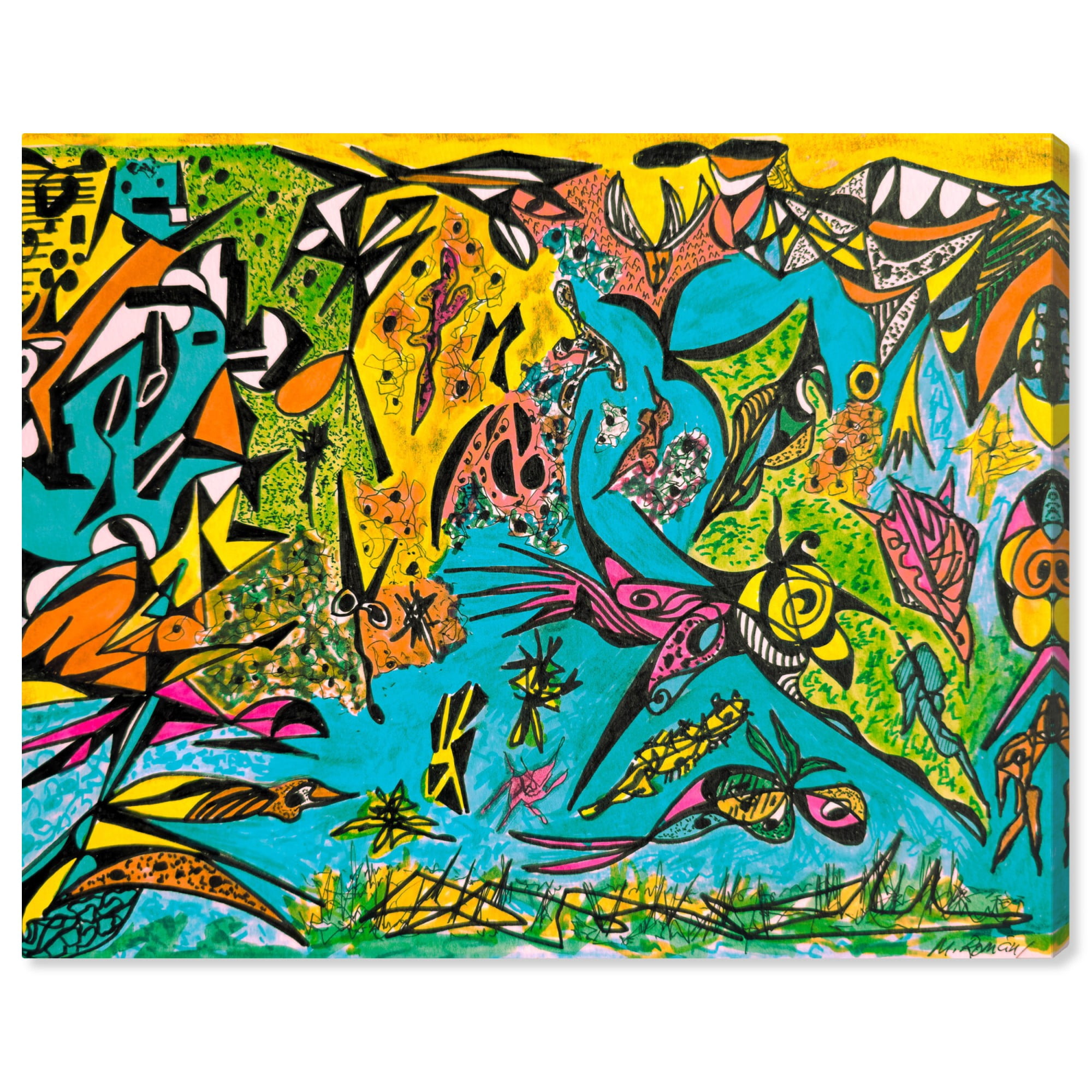 Undersea Canvas Bright Colorful Abstract Wall Art by Art Remedy Gallery Wrapped 24 x 20