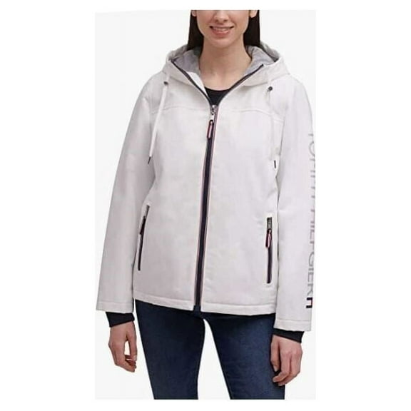 Tommy Hilfiger Womens Heavyweight Softshell Hooded Jacket Size: XL, Color: White