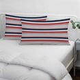 thumbnail image 3 of Red Navy Blue Striped Pillow Covers, Linen Long Throw Pillow Case, Farmhouse Stripes Modern Abstract Art Holiday Pillow Protector Decorative Cushion Cover for Living Room/Bedroom 20" x 36", 3 of 8