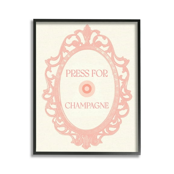 Stupell Industries Press For Champagne Food & Beverage Painting Black Framed Art Print Wall Art, 11 x 14