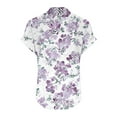 thumbnail image 4 of Shirts for Women under $10 Short Sleeve V-Neck Button Casual Printed Home T-shirt Blouses Blue L, 4 of 5