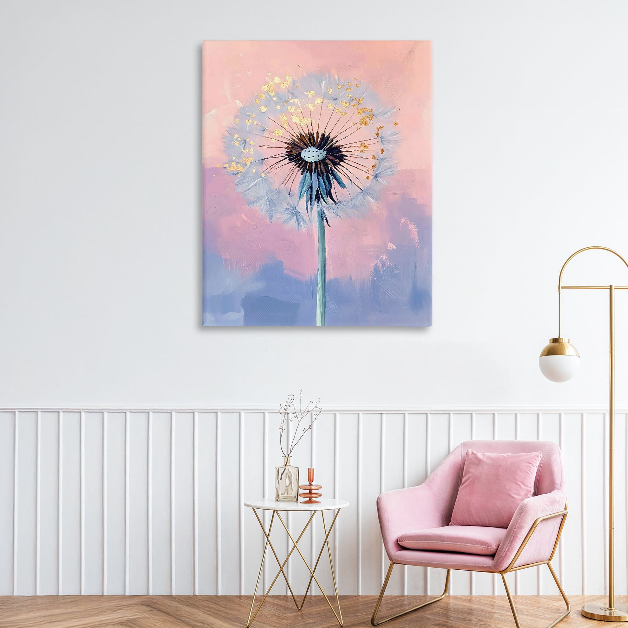 Stupell Industries Pastel Dandelion with Gold Seeds Canvas Wall Art, design by The Prints Vibe
