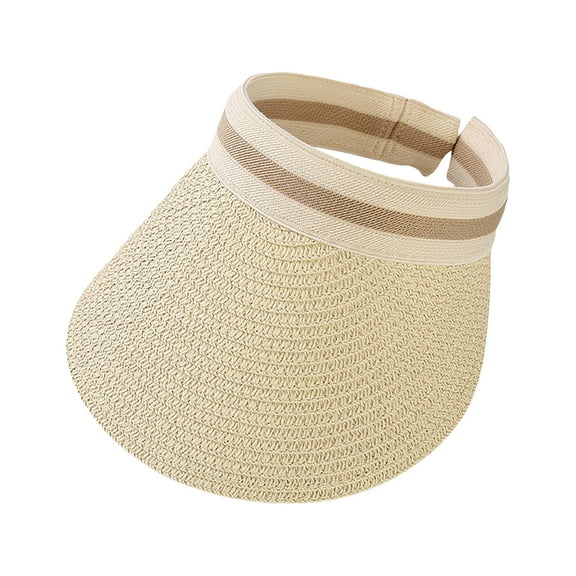Sun Hat Adjustable UV Protection Breathable Straw Weaving Visor Hat for Summer