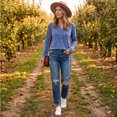 thumbnail image 6 of Dwellite Women Henley Long Sleeve Fall Sweaters Lightweight Business Casual Work Button Pullover Sweater Tops Soft 2026 Spring Winter Blue XL, 6 of 7