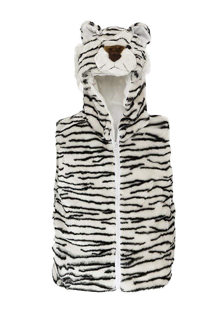 Cheetah/Leopard Fluffy Warm Kids Vest Halloween Costume W/Animal Hoodie Plush 