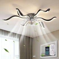 Garwarm Low Profile Ceiling Fans with Lights and Remote, Fandelier Ceiling Fan Flush Mount, 3000K-6000K 6 -Light, Ceiling Fans with Lights for Bedroom, Kitchen, Nersery