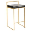 thumbnail image 4 of Fuji Stacker Counter Stools for Kitchen Counter in Gold Metal, Counter Height Chairs, Bar Stools Set of 2, Counter Height Chairs, Bar Stools For Kitchen Island (Black Faux Leather), 4 of 6