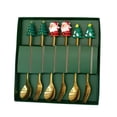 thumbnail image 1 of Juego de cucharas navideñas de acero inoxidable con tema de árbol, Papá Noel y estrella. Cucharas para remover café. Utensilios de cocina festivos con caja de regalo, 1 of 7