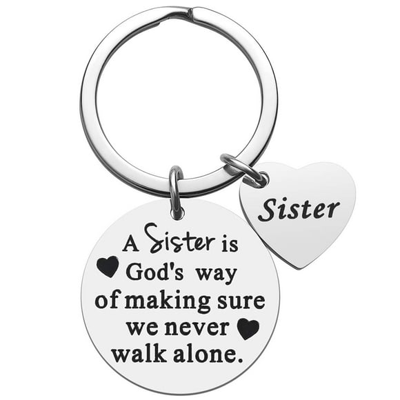 Sister Gifts from Sister - A Sister is God's Way of Making Sure We Never Walk Alone Sister Keychain Birthday Christmas Gifts for Sister