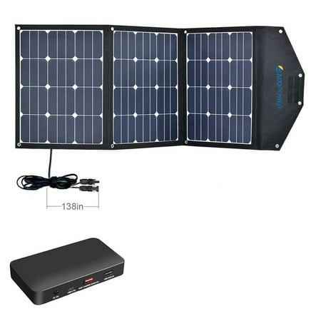 ACOPOWER 120W Portable Solar Panel 3x40W Foldable Suitcase With Built In Charge Controller