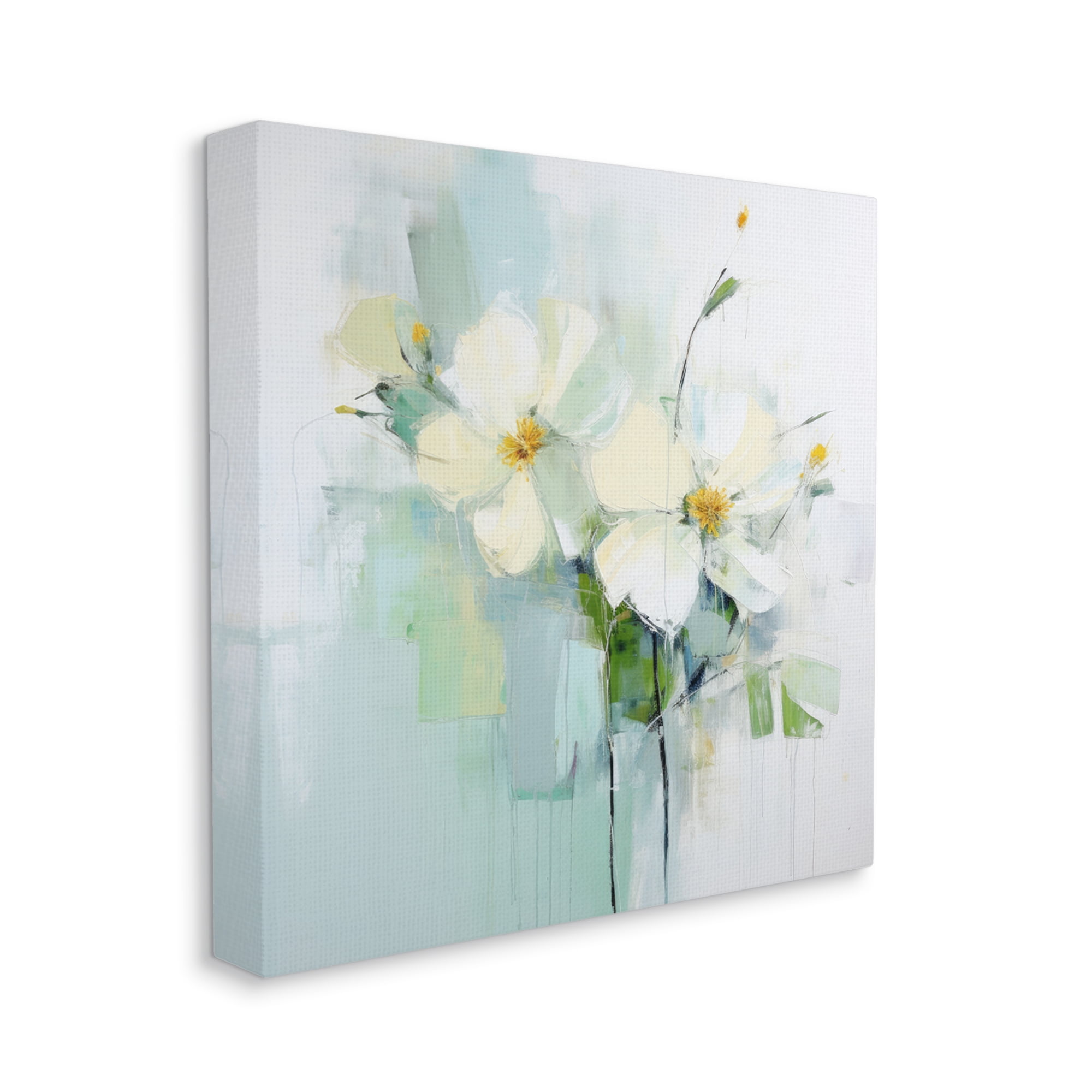 Stupell Industries Abstract White Flowers Abstract Painting Gallery Wrapped Canvas Art Print Wall Art, 36 x 36