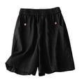 thumbnail image 5 of Y-Sunset Women's Linen Blend Shorts, Elastic High Waisted Wide Leg Bermuda Shorts with Pockets, Casual Summer Beach Shorts for Everyday Wear(Black/L), 5 of 5