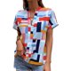 thumbnail image 1 of Blusa de verano con estampado gráfico y manga corta con cuello en V y ajuste holgado para mujer, 1 of 6