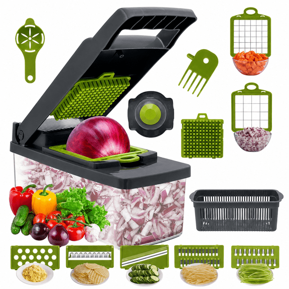 Vegetable Chopper,Food Chopper,14 in 1 Multifunctional Onion Chopper, Vegetable Slicer Dicer Cutter,Salad,Garlic Chopper, Kitchen Veggie Chopper with Container