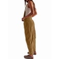 thumbnail image 2 of Corduroy Overalls for Women Wide Leg Bib Pants Adjustable Romper Jumpsuit with Pockets Beige XL, 2 of 8