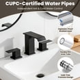 thumbnail image 6 of 8 in. Waterfall Widespread 2-Handle Bathroom Faucet, Matte Black with Splash-Free Curved Spout, Pop-Up Drain & 3-Hole Sink Installation, 6 of 11