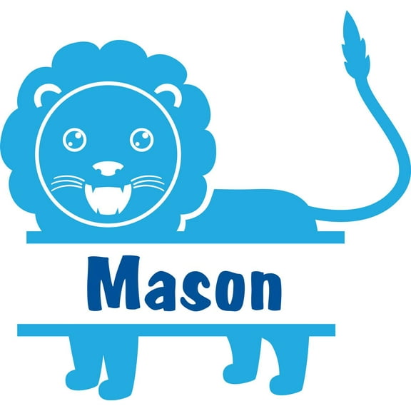 Personalized Name Vinyl Decal Sticker Custom Initial Wall Art Personalization Decor Animal Lion Baby Nursery Room 10 Inches x 10 Inches