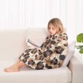 thumbnail image 4 of Beige and Brown Leopard Pattern Blanket Hoodies for Kids 6-13YR Oversize Wearable Blanket Hoodies for Boys Girls Teens, 4 of 7
