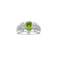 thumbnail image 1 of RYLOS Men's Rings Sterling Silver Rings Classic Designer Style 8X6MM Oval Gemstone & Diamond Ring Peridot Birthstone Rings For Men Size 13, 1 of 7