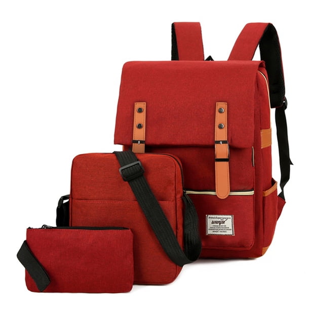 Mochila para computadora de gran capacidad Bolsa de negocios de moda Juego de bolsa de viaje de ocio al aire libre con puerto USB externo Rojo vino Eccomum Mochila