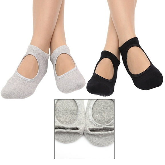 Supvox Breathable Ankle Socks Cotton 2 Pairs Black for Women Home Practice