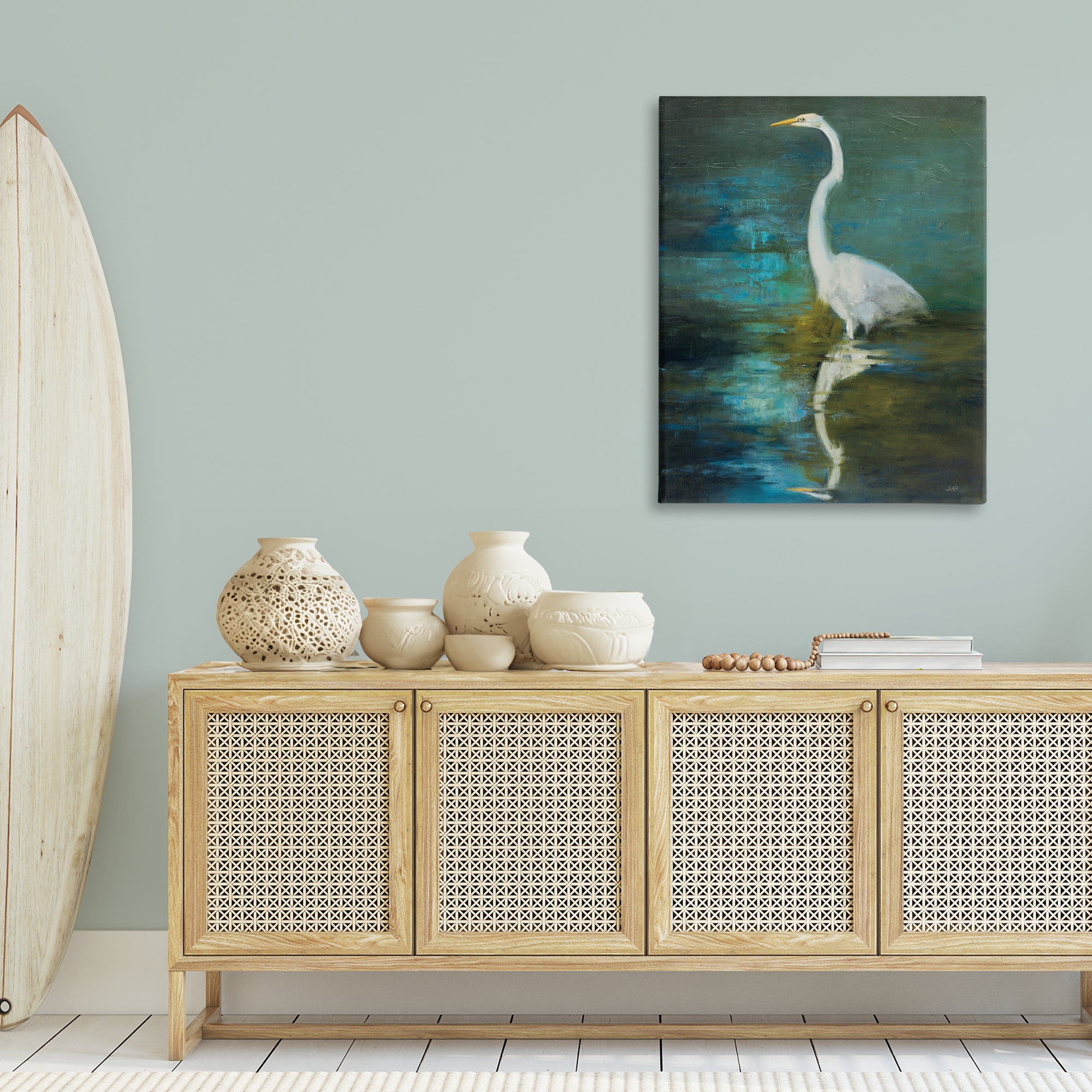 Stupell Industries Nautical Bird Lake Reflection Animals & Insects Painting Gallery Wrapped Canvas Art Print Wall Art, 30 x 40